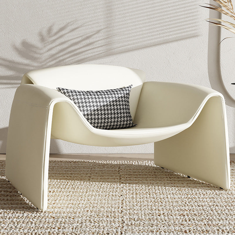 38.18" Wide Faux Leather Armchair Upholstered Pillow Back Accent Chair Off-White Faux Leather 1 Piece Clearhalo 'Accent Chairs' 'accent_chairs' 'Chairs & Seating' 'furn' 'furn_accent_chairs' 'Furniture' 'Living Room Furniture' 6736903