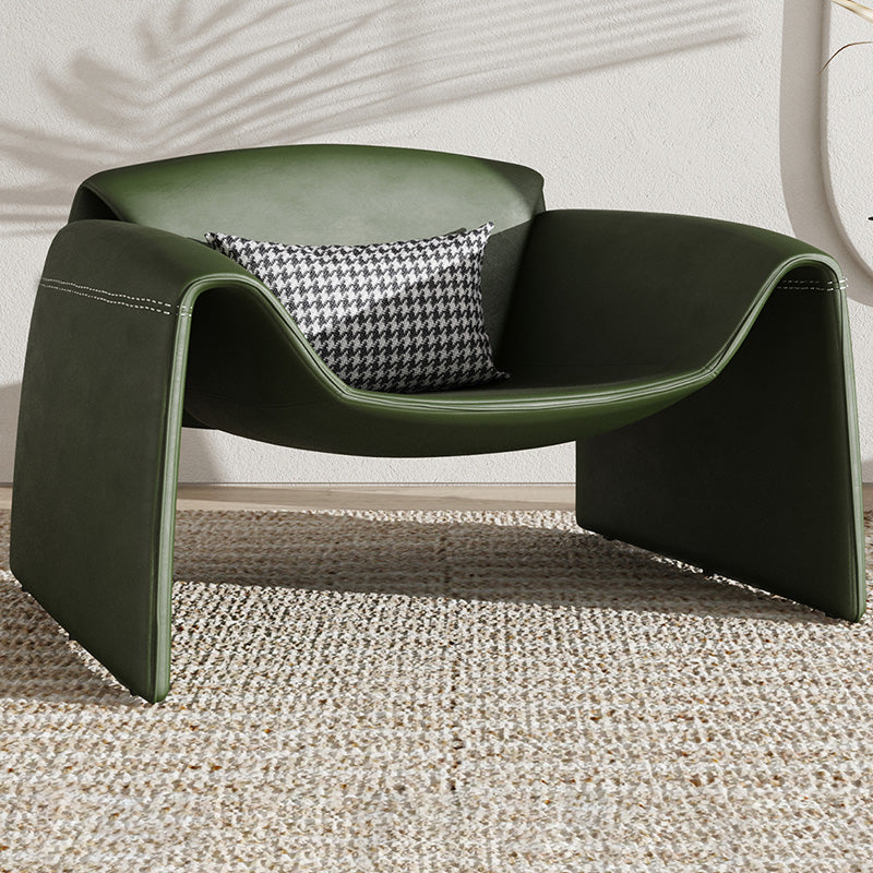 38.18" Wide Faux Leather Armchair Upholstered Pillow Back Accent Chair Green Faux Leather 1 Piece Clearhalo 'Accent Chairs' 'accent_chairs' 'Chairs & Seating' 'furn' 'furn_accent_chairs' 'Furniture' 'Living Room Furniture' 6736907