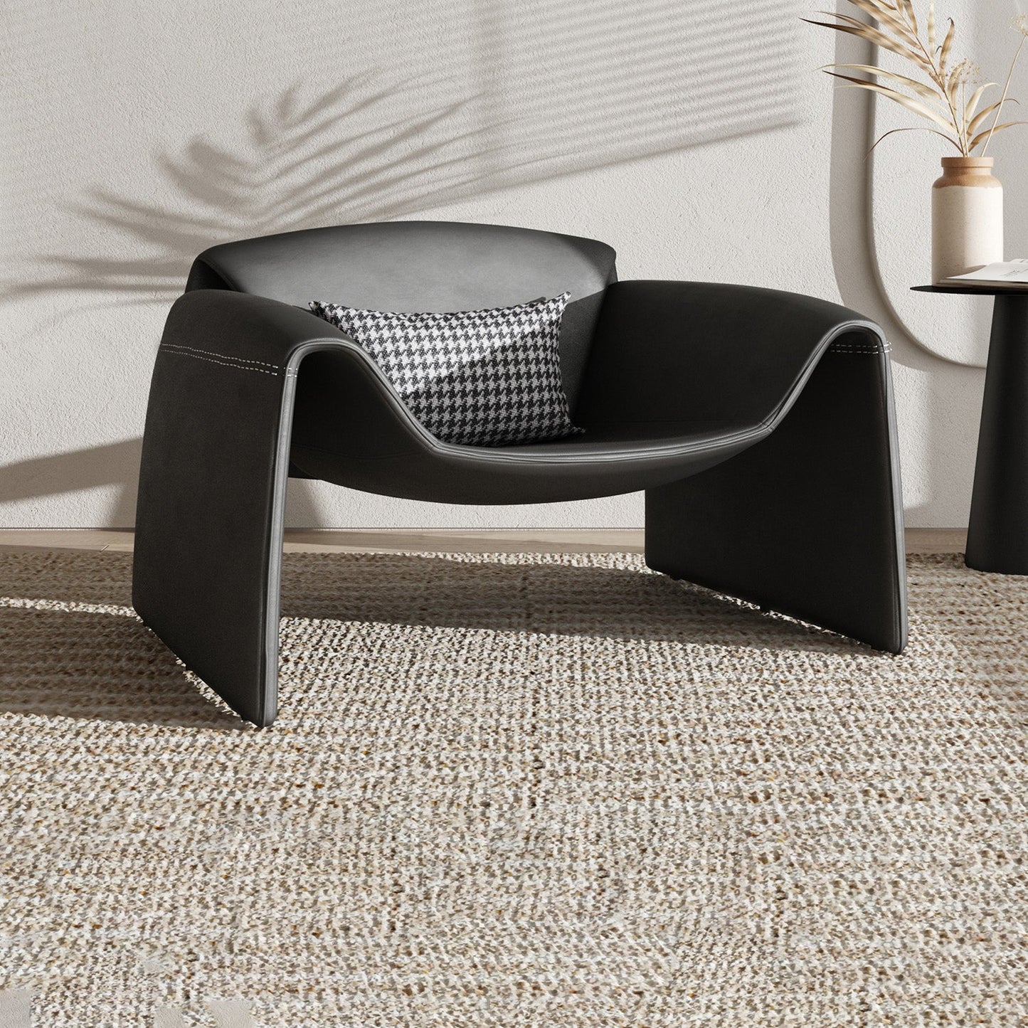 38.18" Wide Faux Leather Armchair Upholstered Pillow Back Accent Chair Clearhalo 'Accent Chairs' 'accent_chairs' 'Chairs & Seating' 'furn' 'furn_accent_chairs' 'Furniture' 'Living Room Furniture' 6736908