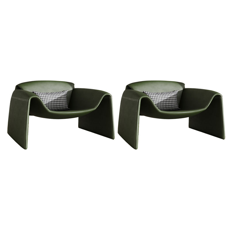 38.18" Wide Faux Leather Armchair Upholstered Pillow Back Accent Chair Green Faux Leather 2 Piece Set Clearhalo 'Accent Chairs' 'accent_chairs' 'Chairs & Seating' 'furn' 'furn_accent_chairs' 'Furniture' 'Living Room Furniture' 6736909