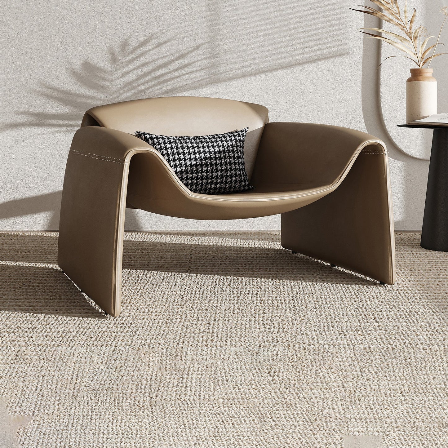 38.18" Wide Faux Leather Armchair Upholstered Pillow Back Accent Chair Clearhalo 'Accent Chairs' 'accent_chairs' 'Chairs & Seating' 'furn' 'furn_accent_chairs' 'Furniture' 'Living Room Furniture' 6736910