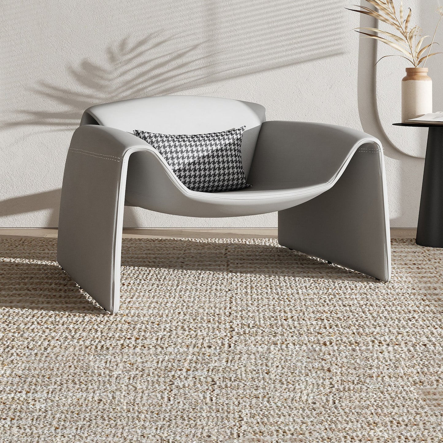 38.18" Wide Faux Leather Armchair Upholstered Pillow Back Accent Chair Clearhalo 'Accent Chairs' 'accent_chairs' 'Chairs & Seating' 'furn' 'furn_accent_chairs' 'Furniture' 'Living Room Furniture' 6736912