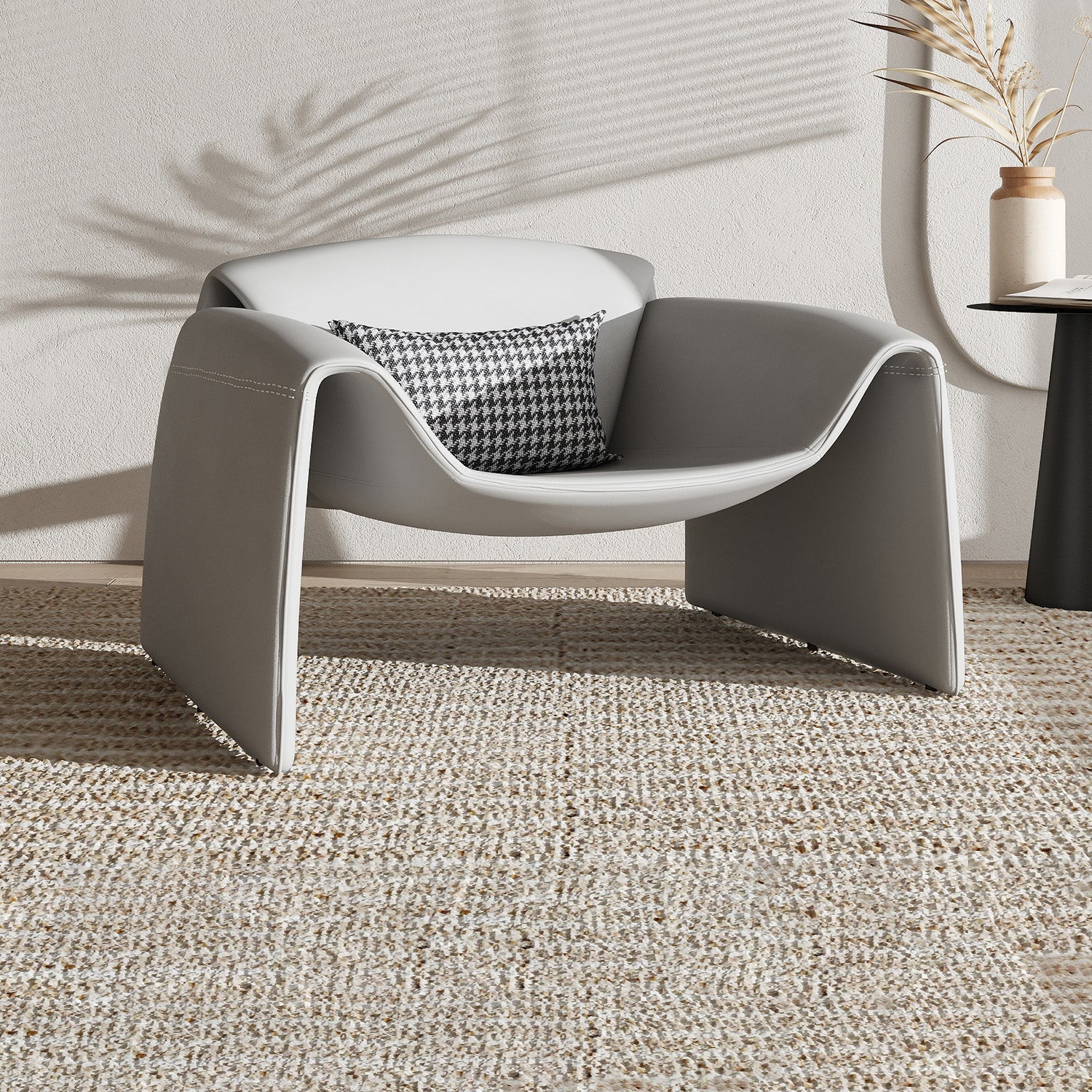 38.18" Wide Faux Leather Armchair Upholstered Pillow Back Accent Chair Clearhalo 'Accent Chairs' 'accent_chairs' 'Chairs & Seating' 'furn' 'furn_accent_chairs' 'Furniture' 'Living Room Furniture' 6736912