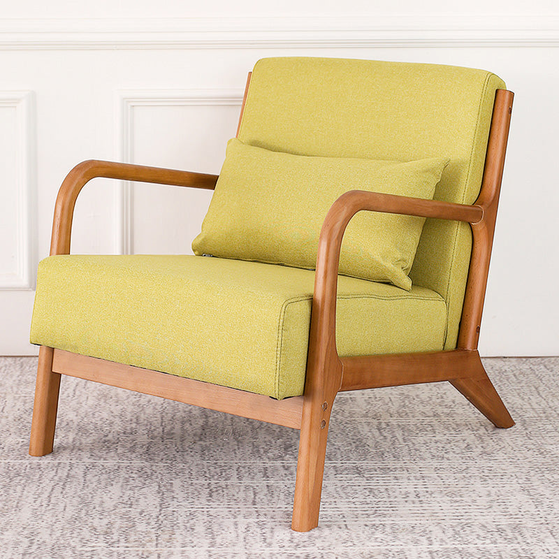 Mid-Century Modern Accent Armchair Living Room Round Arms Pillow Back Arm Chair Green 1 Piece Clearhalo 'Accent Chairs' 'accent_chairs' 'Chairs & Seating' 'furn' 'furn_accent_chairs' 'Furniture' 'Living Room Furniture' 6736916