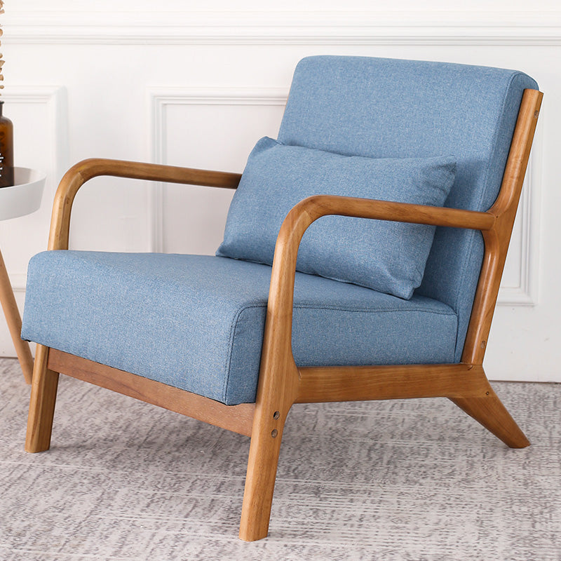 Mid-Century Modern Accent Armchair Living Room Round Arms Pillow Back Arm Chair Blue 1 Piece Clearhalo 'Accent Chairs' 'accent_chairs' 'Chairs & Seating' 'furn' 'furn_accent_chairs' 'Furniture' 'Living Room Furniture' 6736919