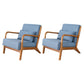 Mid-Century Modern Accent Armchair Living Room Round Arms Pillow Back Arm Chair Blue 2 Piece Set Clearhalo 'Accent Chairs' 'accent_chairs' 'Chairs & Seating' 'furn' 'furn_accent_chairs' 'Furniture' 'Living Room Furniture' 6736922