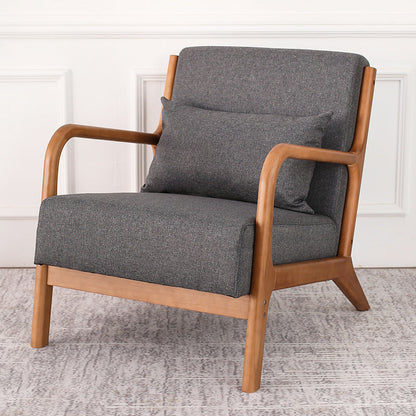 Mid-Century Modern Accent Armchair Living Room Round Arms Pillow Back Arm Chair Dark Gray 1 Piece Clearhalo 'Accent Chairs' 'accent_chairs' 'Chairs & Seating' 'furn' 'furn_accent_chairs' 'Furniture' 'Living Room Furniture' 6736927