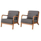 Mid-Century Modern Accent Armchair Living Room Round Arms Pillow Back Arm Chair Dark Gray 2 Piece Set Clearhalo 'Accent Chairs' 'accent_chairs' 'Chairs & Seating' 'furn' 'furn_accent_chairs' 'Furniture' 'Living Room Furniture' 6736929