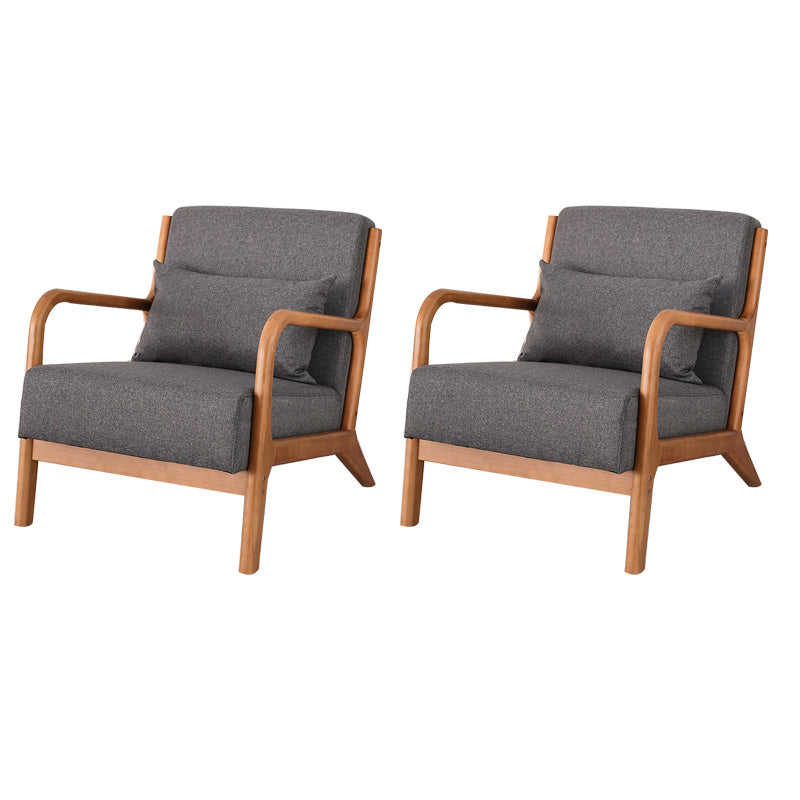 Mid-Century Modern Accent Armchair Living Room Round Arms Pillow Back Arm Chair Dark Gray 2 Piece Set Clearhalo 'Accent Chairs' 'accent_chairs' 'Chairs & Seating' 'furn' 'furn_accent_chairs' 'Furniture' 'Living Room Furniture' 6736929
