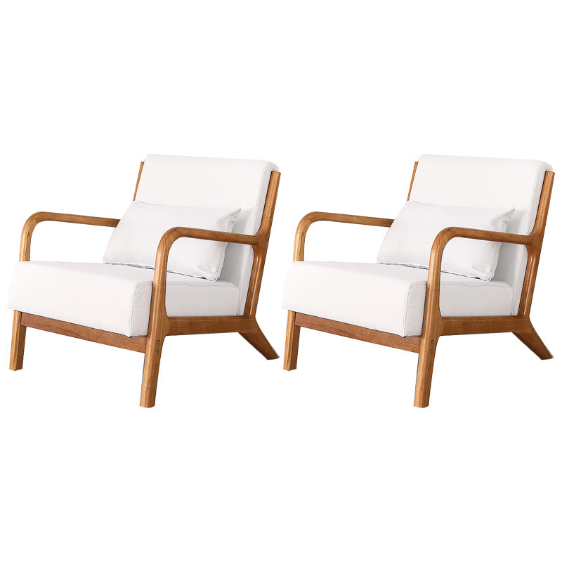 Mid-Century Modern Accent Armchair Living Room Round Arms Pillow Back Arm Chair White 2 Piece Set Clearhalo 'Accent Chairs' 'accent_chairs' 'Chairs & Seating' 'furn' 'furn_accent_chairs' 'Furniture' 'Living Room Furniture' 6736934