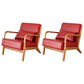 Mid-Century Modern Accent Armchair Living Room Round Arms Pillow Back Arm Chair Red 2 Piece Set Clearhalo 'Accent Chairs' 'accent_chairs' 'Chairs & Seating' 'furn' 'furn_accent_chairs' 'Furniture' 'Living Room Furniture' 6736936
