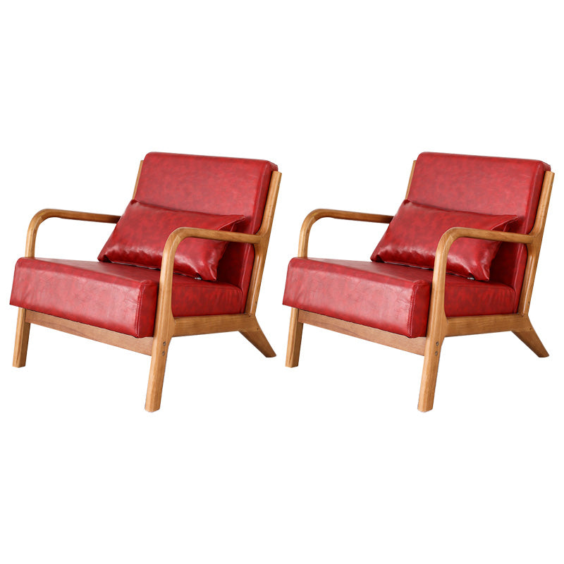 Mid-Century Modern Accent Armchair Living Room Round Arms Pillow Back Arm Chair Red 2 Piece Set Clearhalo 'Accent Chairs' 'accent_chairs' 'Chairs & Seating' 'furn' 'furn_accent_chairs' 'Furniture' 'Living Room Furniture' 6736936