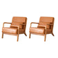 Mid-Century Modern Accent Armchair Living Room Round Arms Pillow Back Arm Chair Brown 2 Piece Set Clearhalo 'Accent Chairs' 'accent_chairs' 'Chairs & Seating' 'furn' 'furn_accent_chairs' 'Furniture' 'Living Room Furniture' 6736938