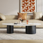 Glam Sled Coffee Table Oval Coffee or End Table in Beige and Black Clearhalo 'Coffee & Accent Tables' 'Coffee Tables' 'coffee_tables' 'furn' 'furn_coffee_tables' 'Furniture' 'Living Room Furniture' 6736952