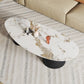 Glam Sled Coffee Table Oval Coffee or End Table in Beige and Black Clearhalo 'Coffee & Accent Tables' 'Coffee Tables' 'coffee_tables' 'furn' 'furn_coffee_tables' 'Furniture' 'Living Room Furniture' 6736956