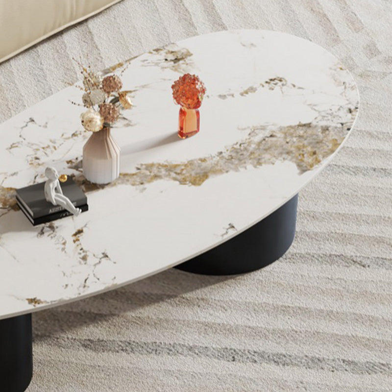 Glam Sled Coffee Table Oval Coffee or End Table in Beige and Black Clearhalo 'Coffee & Accent Tables' 'Coffee Tables' 'coffee_tables' 'furn' 'furn_coffee_tables' 'Furniture' 'Living Room Furniture' 6736957
