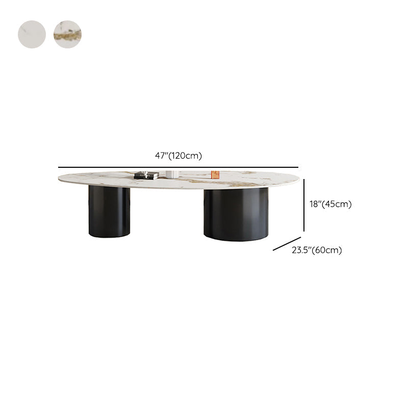 Glam Sled Coffee Table Oval Coffee or End Table in Beige and Black Clearhalo 'Coffee & Accent Tables' 'Coffee Tables' 'coffee_tables' 'furn' 'furn_coffee_tables' 'Furniture' 'Living Room Furniture' 6736962