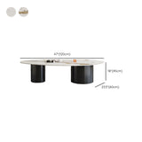 Mesa de café de trineo glamorosa café o mesa ovalada en beige y negro