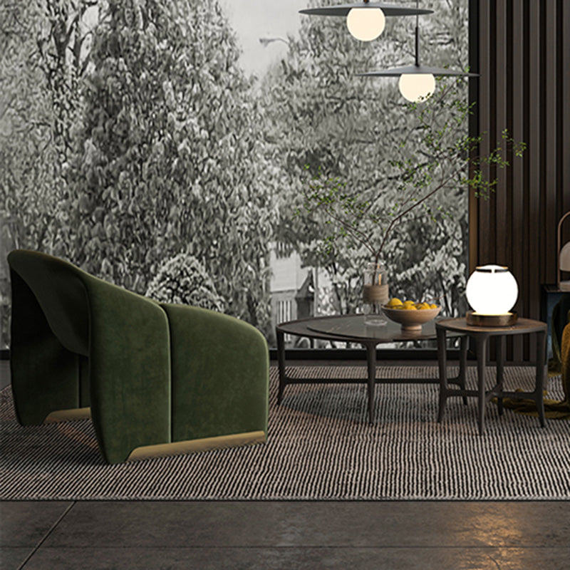 Scandinavian Arm Chair Solid Color Sloped Arms Sled Fixed Back Accent Armchair