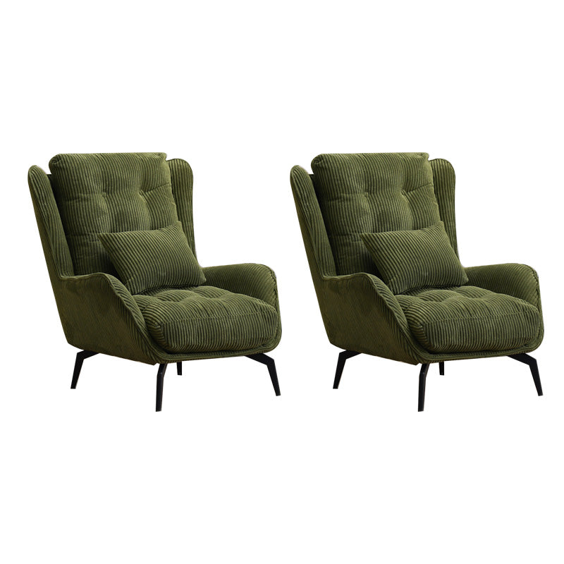 Modern Accent Chair Solid Color Corduroy Tufted Back Basic Four Leg Chair Green 2 Piece Set Without Ottoman Clearhalo 'Accent Chairs' 'accent_chairs' 'Chairs & Seating' 'furn' 'furn_accent_chairs' 'Furniture' 'Living Room Furniture' 6736988