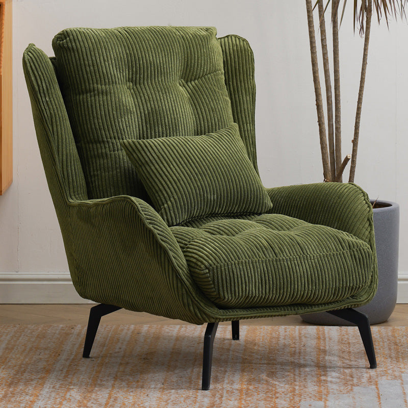 Modern Accent Chair Solid Color Corduroy Tufted Back Basic Four Leg Chair Green 1 Piece Without Ottoman Clearhalo 'Accent Chairs' 'accent_chairs' 'Chairs & Seating' 'furn' 'furn_accent_chairs' 'Furniture' 'Living Room Furniture' 6736993