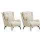 Modern Accent Chair Solid Color Corduroy Tufted Back Basic Four Leg Chair Off-White 2 Piece Set Without Ottoman Clearhalo 'Accent Chairs' 'accent_chairs' 'Chairs & Seating' 'furn' 'furn_accent_chairs' 'Furniture' 'Living Room Furniture' 6737004