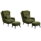 Modern Accent Chair Solid Color Corduroy Tufted Back Basic Four Leg Chair Green 2 Piece Set With Ottoman Clearhalo 'Accent Chairs' 'accent_chairs' 'Chairs & Seating' 'furn' 'furn_accent_chairs' 'Furniture' 'Living Room Furniture' 6737009