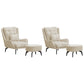 Modern Accent Chair Solid Color Corduroy Tufted Back Basic Four Leg Chair Off-White 2 Piece Set With Ottoman Clearhalo 'Accent Chairs' 'accent_chairs' 'Chairs & Seating' 'furn' 'furn_accent_chairs' 'Furniture' 'Living Room Furniture' 6737013