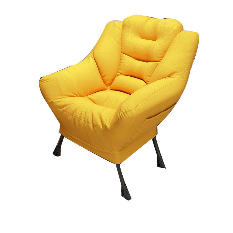 Scandinavian Accent Chair Solid Color Bedroom Reclining Basic Four Leg Arm Chair Yellow 1 Piece Without Ottoman Clearhalo 'Accent Chairs' 'accent_chairs' 'Chairs & Seating' 'furn' 'furn_accent_chairs' 'Furniture' 'Living Room Furniture' 6737017