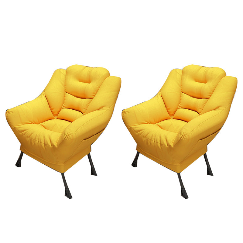 Scandinavian Accent Chair Solid Color Bedroom Reclining Basic Four Leg Arm Chair Yellow 2 Piece Set Without Ottoman Clearhalo 'Accent Chairs' 'accent_chairs' 'Chairs & Seating' 'furn' 'furn_accent_chairs' 'Furniture' 'Living Room Furniture' 6737018