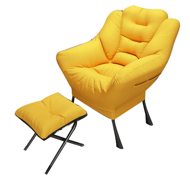 Scandinavian Accent Chair Solid Color Bedroom Reclining Basic Four Leg Arm Chair Yellow 1 Piece With Ottoman Clearhalo 'Accent Chairs' 'accent_chairs' 'Chairs & Seating' 'furn' 'furn_accent_chairs' 'Furniture' 'Living Room Furniture' 6737020