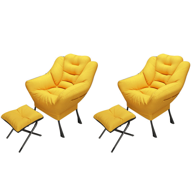 Scandinavian Accent Chair Solid Color Bedroom Reclining Basic Four Leg Arm Chair Yellow 2 Piece Set With Ottoman Clearhalo 'Accent Chairs' 'accent_chairs' 'Chairs & Seating' 'furn' 'furn_accent_chairs' 'Furniture' 'Living Room Furniture' 6737023