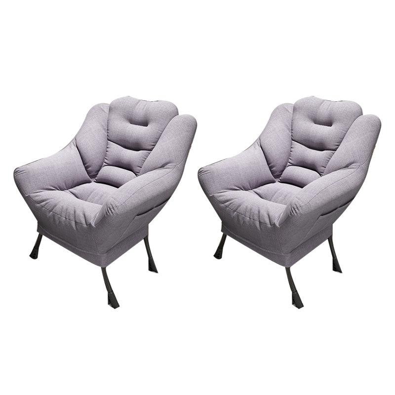 Scandinavian Accent Chair Solid Color Bedroom Reclining Basic Four Leg Arm Chair Grey 2 Piece Set Without Ottoman Clearhalo 'Accent Chairs' 'accent_chairs' 'Chairs & Seating' 'furn' 'furn_accent_chairs' 'Furniture' 'Living Room Furniture' 6737027