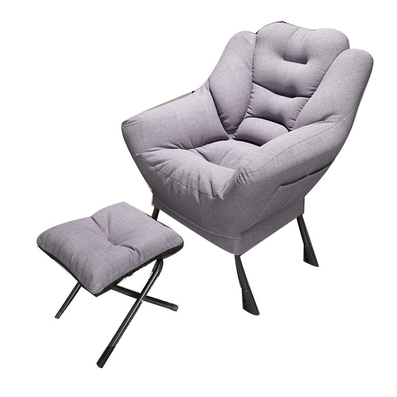 Scandinavian Accent Chair Solid Color Bedroom Reclining Basic Four Leg Arm Chair Grey 1 Piece With Ottoman Clearhalo 'Accent Chairs' 'accent_chairs' 'Chairs & Seating' 'furn' 'furn_accent_chairs' 'Furniture' 'Living Room Furniture' 6737028