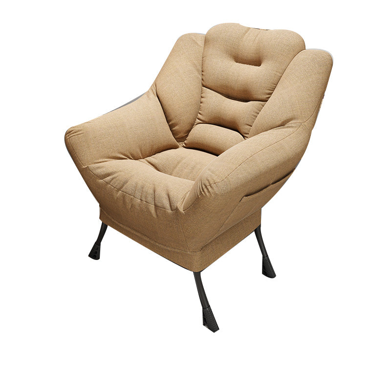Scandinavian Accent Chair Solid Color Bedroom Reclining Basic Four Leg Arm Chair Khaki 1 Piece Without Ottoman Clearhalo 'Accent Chairs' 'accent_chairs' 'Chairs & Seating' 'furn' 'furn_accent_chairs' 'Furniture' 'Living Room Furniture' 6737041