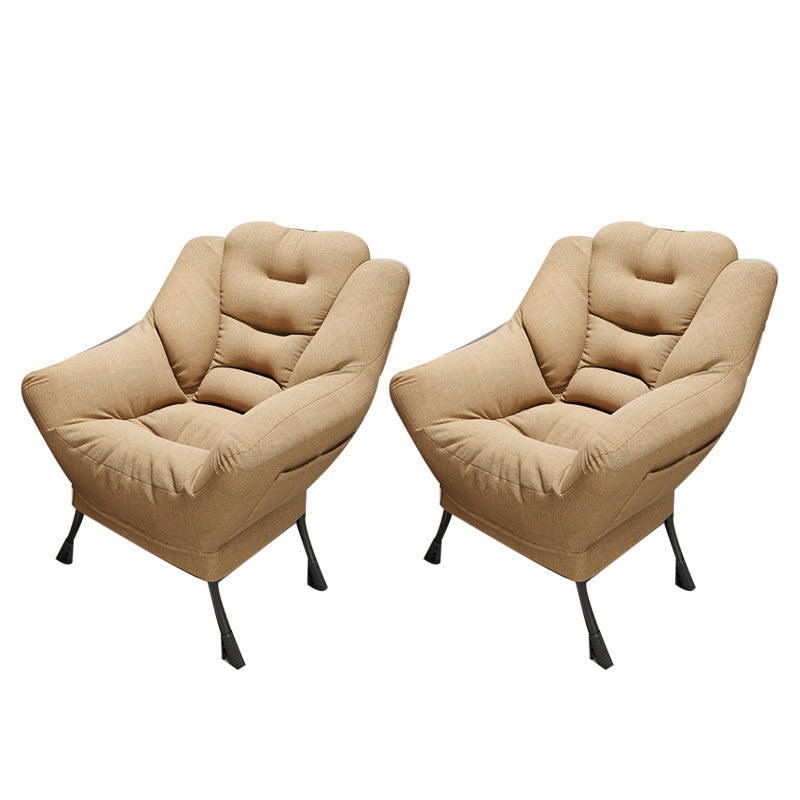 Scandinavian Accent Chair Solid Color Bedroom Reclining Basic Four Leg Arm Chair Khaki 2 Piece Set Without Ottoman Clearhalo 'Accent Chairs' 'accent_chairs' 'Chairs & Seating' 'furn' 'furn_accent_chairs' 'Furniture' 'Living Room Furniture' 6737042