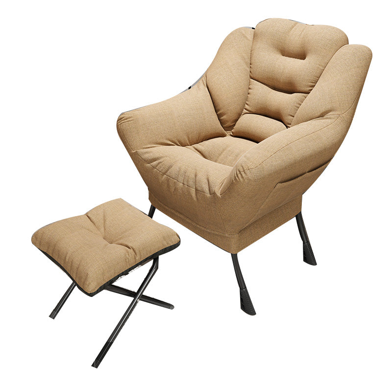 Scandinavian Accent Chair Solid Color Bedroom Reclining Basic Four Leg Arm Chair Khaki 1 Piece With Ottoman Clearhalo 'Accent Chairs' 'accent_chairs' 'Chairs & Seating' 'furn' 'furn_accent_chairs' 'Furniture' 'Living Room Furniture' 6737043
