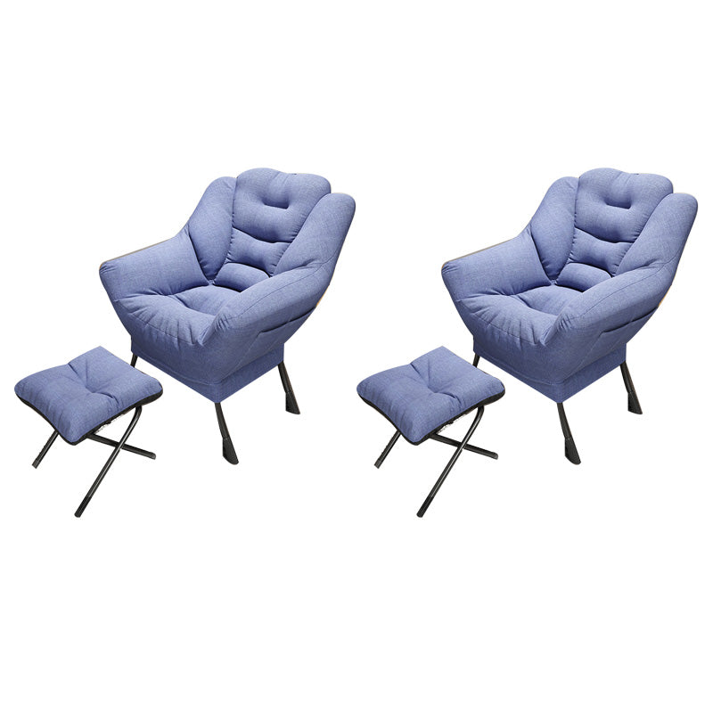 Scandinavian Accent Chair Solid Color Bedroom Reclining Basic Four Leg Arm Chair Blue 2 Piece Set With Ottoman Clearhalo 'Accent Chairs' 'accent_chairs' 'Chairs & Seating' 'furn' 'furn_accent_chairs' 'Furniture' 'Living Room Furniture' 6737048
