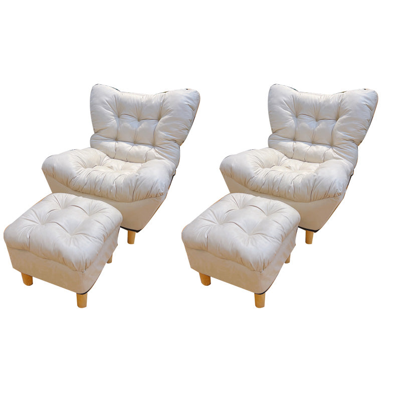 Scandinavian Parsons Chair Solid Color Living Room Reclining Basic Four Leg Accent Chair Off-White 2 Piece Set With Ottoman Clearhalo 'Accent Chairs' 'accent_chairs' 'Chairs & Seating' 'furn' 'furn_accent_chairs' 'Furniture' 'Living Room Furniture' 6737125