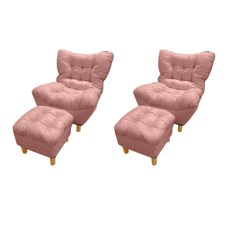Scandinavian Parsons Chair Solid Color Living Room Reclining Basic Four Leg Accent Chair Pink 2 Piece Set With Ottoman Clearhalo 'Accent Chairs' 'accent_chairs' 'Chairs & Seating' 'furn' 'furn_accent_chairs' 'Furniture' 'Living Room Furniture' 6737128