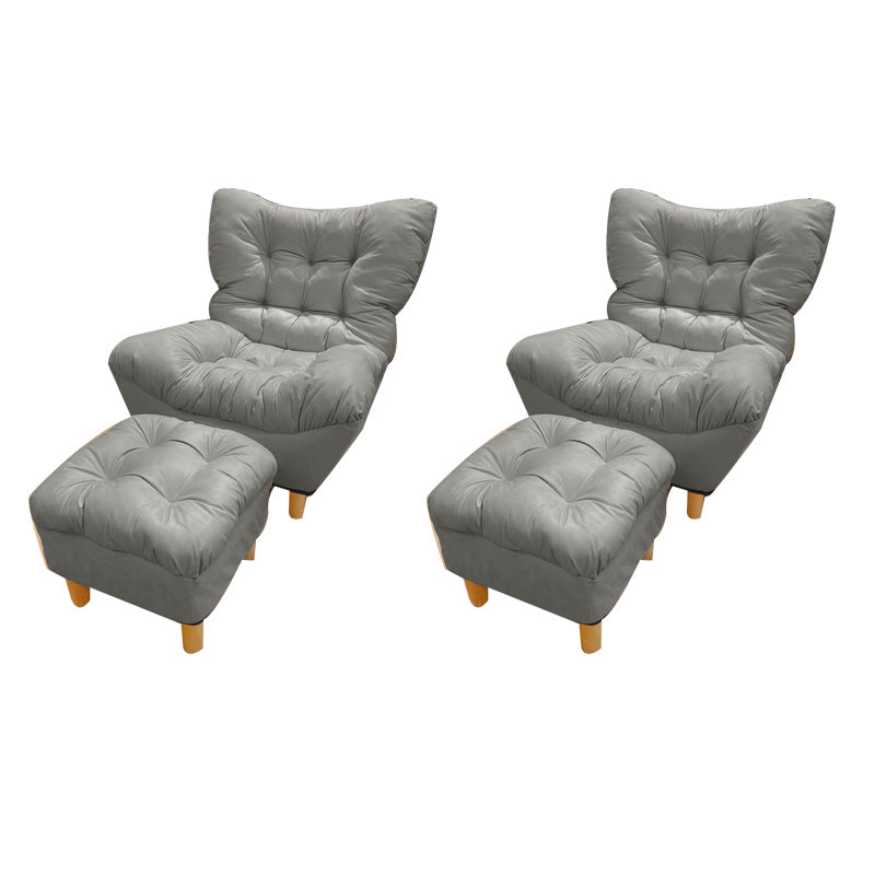 Scandinavian Parsons Chair Solid Color Living Room Reclining Basic Four Leg Accent Chair Light Gray 2 Piece Set With Ottoman Clearhalo 'Accent Chairs' 'accent_chairs' 'Chairs & Seating' 'furn' 'furn_accent_chairs' 'Furniture' 'Living Room Furniture' 6737133