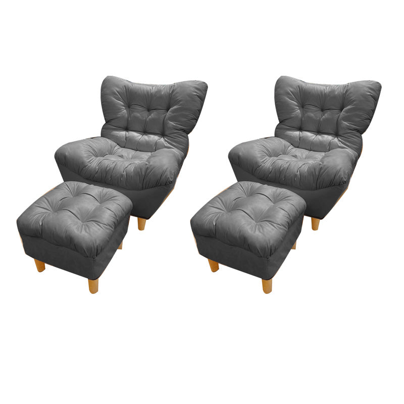 Scandinavian Parsons Chair Solid Color Living Room Reclining Basic Four Leg Accent Chair Dark Gray 2 Piece Set With Ottoman Clearhalo 'Accent Chairs' 'accent_chairs' 'Chairs & Seating' 'furn' 'furn_accent_chairs' 'Furniture' 'Living Room Furniture' 6737136