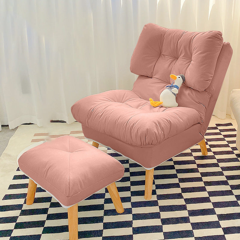 Scandinavian Parsons Chair Solid Color Living Room Reclining Basic Four Leg Accent Chair Light Pink 1 Piece With Ottoman Clearhalo 'Accent Chairs' 'accent_chairs' 'Chairs & Seating' 'furn' 'furn_accent_chairs' 'Furniture' 'Living Room Furniture' 6737152