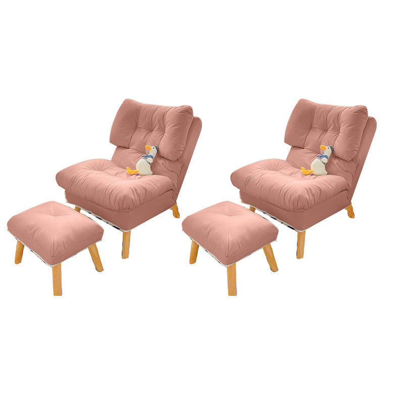 Scandinavian Parsons Chair Solid Color Living Room Reclining Basic Four Leg Accent Chair Light Pink 2 Piece Set With Ottoman Clearhalo 'Accent Chairs' 'accent_chairs' 'Chairs & Seating' 'furn' 'furn_accent_chairs' 'Furniture' 'Living Room Furniture' 6737153