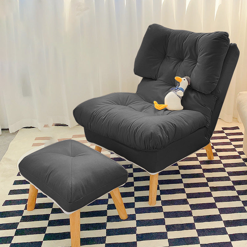 Scandinavian Parsons Chair Solid Color Living Room Reclining Basic Four Leg Accent Chair Black 1 Piece With Ottoman Clearhalo 'Accent Chairs' 'accent_chairs' 'Chairs & Seating' 'furn' 'furn_accent_chairs' 'Furniture' 'Living Room Furniture' 6737156