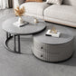Mesa de centro moderna para cóctel, mesa de centro redonda de cristal/pizarra con 2 cajones