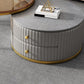 Mesa de centro moderna para cóctel, mesa de centro redonda de cristal/pizarra con 2 cajones