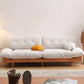 Contemporary Beige Sofa with Tufted Back and Flared Arm in Linen