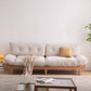 Contemporary Beige Sofa with Tufted Back and Flared Arm in Linen