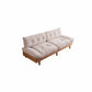 Contemporary Beige Sofa with Tufted Back and Flared Arm in Linen